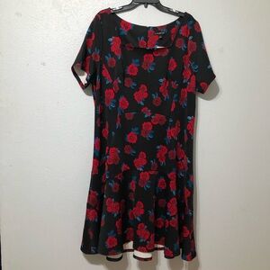 Lane Bryant Floral Black and Red Dress